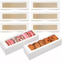 Boîte à biscuits de pâtisserie de haute qualité, boîte à dessert alimentaire avec couvercle rabattable, en carton ivoire, finition mate, boîte carrée pour biscuits avec fenêtre