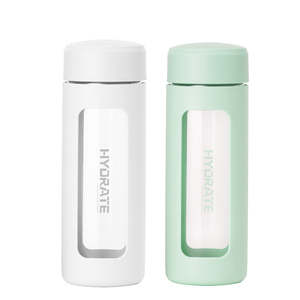 Bouteille d'eau en verre sans BPA de 380 ml, vente en gros, à boire directement, avec manchon en silicone pour le voyage, logo personnalisable, verrerie à boisson - Product Image 6