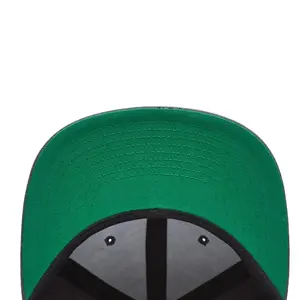 Chapeaux à visière plate à 6 panneaux avec Logo brodé personnalisé, casquettes vertes à sous-bord
