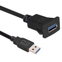 Kabel Ekstensi USB 3.0 Panel Flush Mount, Male ke Female, Sekrup, Pengisian Cepat 5A, 1m untuk Mobil, Truk, Kapal, Dashboard