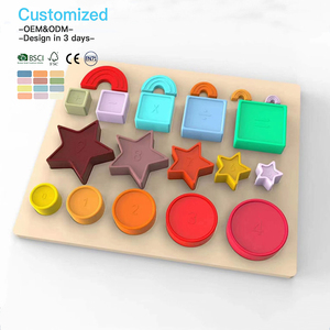 EDULAND OEM ODM Puzzle géométrique <span class=keywords><strong>en</strong></span> <span class=keywords><strong>bois</strong></span> et silicone, jouets Montessori pour enfants, jouets éducatifs préscolaires pour l'apprentissage précoce - Product Image 4