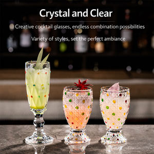 Verre à cocktail en relief de style <span class=keywords><strong>français</strong></span> en gros, verre à whisky en diamant à pois colorés, verre à vin doux pour fête - Product Image 2