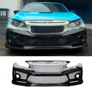 New Carbon + FRP Black Spoon Style Front Bumper Lip Spoiler Chin <b>Splitters</b> Screw-On for for 10TH FK8 Body Kits - Product Image 1