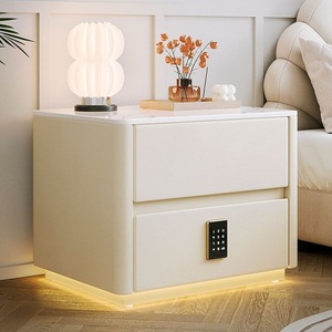 <span class=keywords><strong>Comodino</strong></span> Moderno Intelligente con Serratura a Tastierino, Top in Marmo LED, Mobiletto in Pelle per Camera da Letto, Hotel, Villa, Produzione all'Ingrosso Personalizzata - Product Image 1