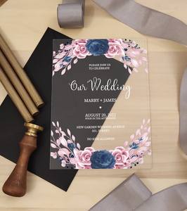 Hoja de Perspex de Lujo 5x7 Cherry Blossom Frost acrílico Rosa invitaciones carte mariage con sobre quinceanera despedida de soltera - Product Image 4