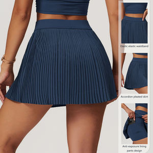 DBQ8782 Falda de tenis de doble capa para mujer con diseño de secado rápido y antiexposición Falda de golf para fitness-Pantalones Posición del logotipo frontal - Product Image 4