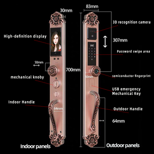 गोल्डन डीलक्स डबल डोर ऑटोमैटिक फेस रिकग्निशन मोबाइल फोन रिमोट कंट्रोल फिंगरप्रिंट कॉम्बिनेशन इलेक्ट्रॉनिक लॉक - Product Image 5