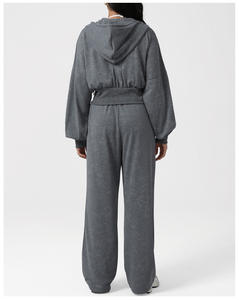 Setelan Olahraga Wanita 2 Potong, Hoodie Berkerudung Lengan Panjang dan Celana Panjang Lebar dengan Tali Serut - Product Image 4