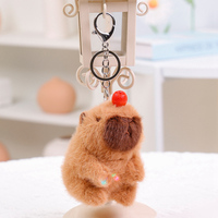 Pendentif en peluche Capybara mignon avec son, lumière et queue qui bouge, fourrure douce, porte-clés portable pour sac, cadeau adorable pour enfants