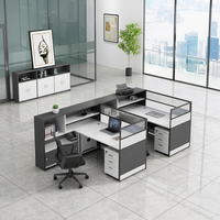 Bureau de travail en L, design minimaliste moderne, postes de travail pour deux à quatre personnes, cabines de travail pour employés, combinaison bureau-chaise en bois