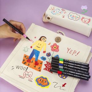 Fabric Weaving <b>Pen</b> Textile T-shirt DIY Graffiti Color Text Clothing Canvas Bag Hand-painted - Product Image 3