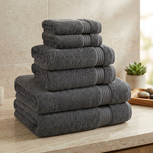 Ensemble de serviettes de bain en coton à carreaux gris ORCHID, tissu éponge doux, bio, séchage rapide, pour la maison, l'hôtel, le spa - Product Image 1