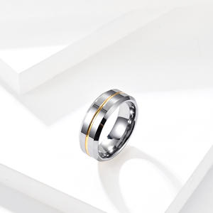 Anillos de acero de tungsteno para hombre, diseño geométrico, color negro, azul, dorado y plateado, joyería de regalo duradera y resistente a los arañazos - Product Image 3