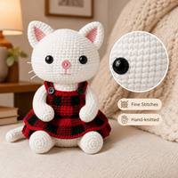 En gros, Poupée en peluche tricotée chat blanc, personnalisée, mignonne, avec jupe, économique