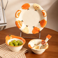 Schattig cartoon 3D geëmbossed fruit keramiek servies, exquisiete ontbijt fruit dessert bord