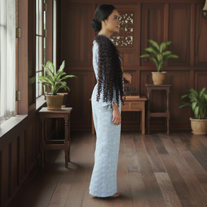 ผ้าโมเดสต์บาจูคูรุงเคดาห์ ซีอี ผ้าเครปไม่ต้องรีด วินเทจ โอปาห์ ลายดอกไม้ คอเสื้อแบบสม็อค ป้องกันขนร่วง ยืดได้สี่ทิศทาง กำลังฮิต - Product Image 4