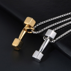 Stainless Steel <b>Dumbbell</b> Pendant Necklace Unisex Fitness Gift SP610 - Product Image 4