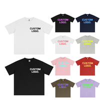 T-shirt 100% Coton en Gros avec Logo Personnalisé DTF, T-shirt Brillant Tricoté, Coupe Ample Épaules Tombantes, T-shirt Court pour Homme