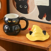 Tasse à café créative pour Halloween, grande capacité, motif de chat elfe avec chapeau magique, cadeau original, résistante aux hautes températures, tasse à lait pour le petit-déjeuner à la maison