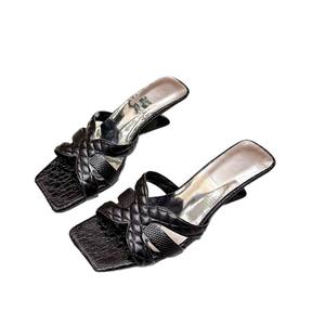 Chaussures d'été à talons hauts dorés à tête carrée pour femmes sandales et chaussures pour femmes mariage mariée - Product Image 5
