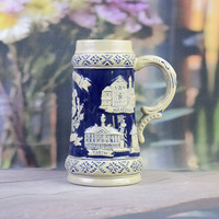 Chope à bière classique en porcelaine multi-villes d'Estonie – Mug souvenir écologique réutilisable avec sites emblématiques de Tallinn/Narva/Tartu (350 ml)