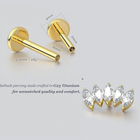 Bijoux de piercing corporel en titane G23 ASTM-F136, 16G, à dos plat, pour lèvre, hélix, cartilage, labret, à filetage interne