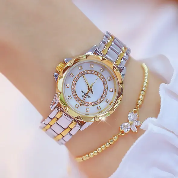 नई गर्म बेच बी एस FA1506 फैक्टरी प्रत्यक्ष विलासिता पूर्ण हीरा महिलाओं घड़ी फैशन स्टील बैंड wristwatches उच्च गुणवत्ता
