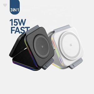 Cargador Inalámbrico Magnético Plegable 3 en 1 de Carga Rápida de 15 W para iPhone, para Apple <span class=keywords><strong>Watch</strong></span>, para <span class=keywords><strong>AirPods</strong></span>, para Samsung <span class=keywords><strong>Galaxy</strong></span> Buds - Product Image 1