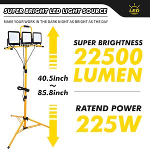 Có thể điều chỉnh và có thể gập lại Tripod đứng 225W 22500 lumen ba đầu <span class=keywords><strong>LED</strong></span> làm việc ánh sáng với cá nhân chuyển đổi đèn - Product Image 2