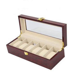 Hộp Trưng Bày Đồng Hồ Bằng Gỗ Màu Đỏ 6 Ngăn Hộp Đựng Đồng Hồ Trang Sức Thiết Thực Đồng Hồ - Product Image 1