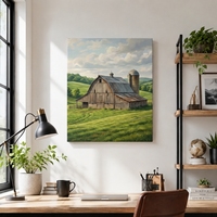 Tableau mural rustique style ferme sur toile tendue, fait main, écologique, résistant à la décoloration, design personnalisé, cadre en bois massif, vente en gros