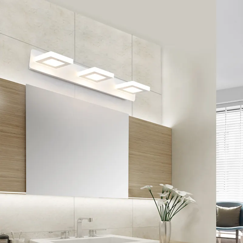 고품질 실내 장식 따뜻한 빛 철 디자인 호텔 실버 미러 전면 현대 Led 욕실 조명 벽 램프 화이트 라이트