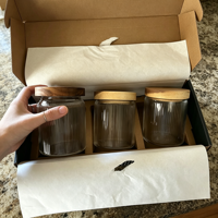 Expédition immédiate - Pot de conservation alimentaire en verre côtelé décoratif de Noël moderne de 500 ml avec couvercle en bois hermétique, compatible lave-vaisselle
