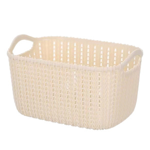 Imitation Rattan <b>Storage</b> <b>Basket</b> Rectangle With Handle For Home Kitchen Toy Snack Organizing Off White Gray Dark Brown Pink S - Product Image 5