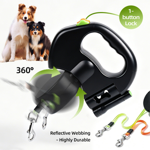 Laisse de traction rétractable automatique double pour chiens Pets One Drag Two, anti-emmêlement, pour chiens de petite et moyenne taille - Product Image 4