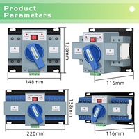 GCDQCN Saklar Transfer Otomatis (ATS) Daya Ganda 2P 63A Penggunaan Rumah Tangga Listrik & Generator 220V Pengontrol Cina