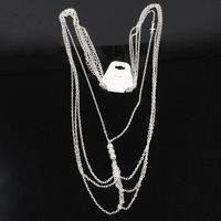 Vente chaude femmes argent croix esclave collier multicouche alliage or corps chaîne bijoux à la mode pour mariages fêtes cadeaux