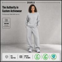 Ensemble décontracté unisexe en coton épais : Sweat-shirt à col rond et pantalon large – Style streetwear et sport – Vente en gros et OEM