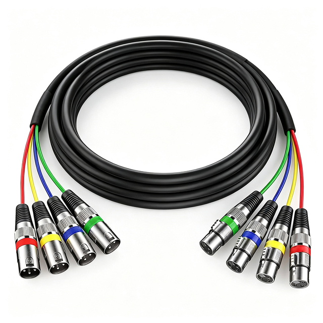 4-Channel XLR Snake Cable PVC Ofc Balanced 3-Pin Male Female Multi-channel Audio Cable 1m-5m Stage Studio Microphone/Speaker