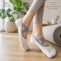 Chaussettes de yoga antidérapantes à cinq doigts JOYFIT, chaussettes de Pilates à sangles croisées, entraînement pieds nus en studio, fournisseur en gros OEM ODM