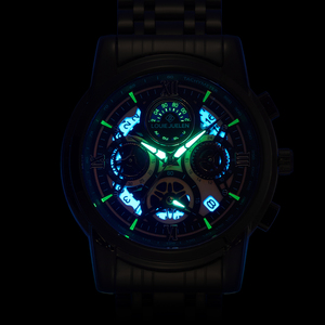 <span class=keywords><strong>Montre</strong></span> à quartz simple et luxueuse en acier inoxydable, aiguilles lumineuses, affichage de la date automatique, étanche 3 BAR, cadran transparent, montres-bracelets - Product Image 5