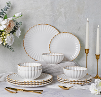 Vaisselle personnalisée écologique, tendance, en porcelaine émaillée, moderne, durable, sans BPA, de qualité alimentaire, compatible micro-ondes, 8/12/16/24 pièces