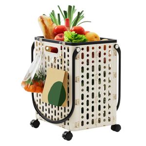 Chariot de courses pliable en plastique pour extérieur, camping, pique-nique, chariot à main, chariot de supermarché, chariot de courses pour la maison, chariot monte-escaliers - Product Image 5