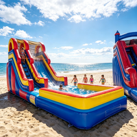 Château gonflable pour enfants avec toboggan aquatique, piscine, amusement estival en plein air, jeux, fête, trampoline