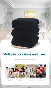 Serviette <span class=keywords><strong>de</strong></span> <span class=keywords><strong>bain</strong></span> en coton pur noir <span class=keywords><strong>70x140</strong></span> cm, séchage rapide, écologique, épaisse, absorbante, pour hôtel, spa, fitness, vente en gros - Product Image 6