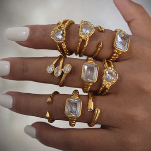 Оптовая продажа: Новое модное винтажное разноцветное обручальное кольцо-бесконечность, регулируемое, открытое, ювелирное изделие, позолоченное 18-каратным золотом, из нержавеющей стали - Product Image 1