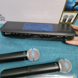 BLX288 Dual Channel không dây Microphone kim loại cầm tay PG58 UHF karaoke Mic kỹ thuật số Vocal hệ thống với điện thoại di động tương thích - Product Image 5