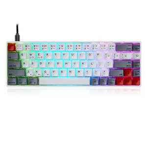 68 клавиш RGB PBT колпачки розовый серый синий цвет Type-c Проводная Мини Механическая игровая Офисная Клавиатура