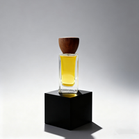 Botol Parfum Kosong Mewah Custom Pabrik, Semprotan 30 Ml 50ml 100ml, Botol Kaca Persegi Dasar Tebal, Tutup Kayu, Sablon