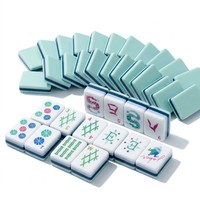 Jeu de Mahjong Américain de Luxe Pliable en Acrylique Cyan, 160 Tuiles, Kit de Jeu pour 4 Joueurs, Portable, Idée Cadeau de Voyage de Luxe